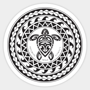 Tribal Turtle Tattoo Mandala Ho'okipa, Maui / B&W Sticker